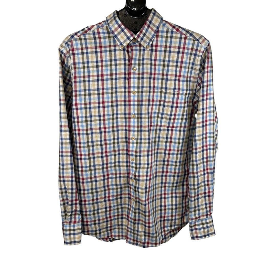 Batton Mens 100% American Cotton Beyond Non-Iron Plaid Button Down Shirt Multi